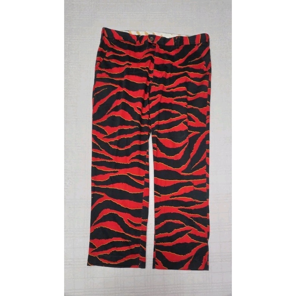 Loudmouth Golf Pants Men 38x30 Tiger Print Trousers Golf Red Black Fun